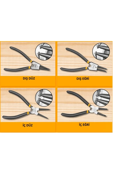 dorf İngco 4 Parça Profesyonel Segman Pense Seti 180mm Tam Set - Resim 2