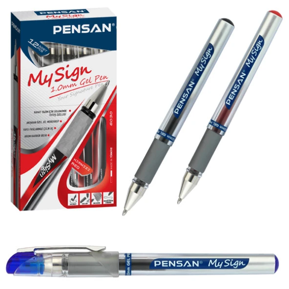 Pensan Roller Kalem My-Sıgn Jel Bilye Uçlu İmza Kalemi 1.0 MM Siyah (12 Li Paket)