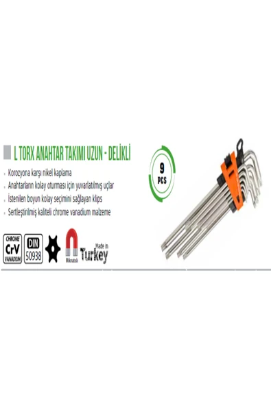 Retta 9 Parça L Torx Anahtar Takımı Uzun - Delikli - Resim 2