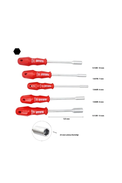 CETA FORM 6 - 13mm Lokma Tornavida Takımı 5 Parça 1300m/5st1 - Resim 2