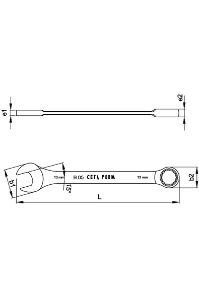 CETA FORM CETAFORM B05 SERİSİ C-GEAR CIRCIRLI KOMBİNE ANAHTARLAR (DÜZ) B05-15 - Resim 2