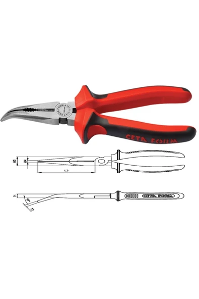 CETA FORM E16-41-0160 160mm Eğri Kargaburun Polisajlı Yüzey Unigrip Opak Sap - Resim 2