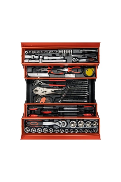 dorf Katlanır 5 Gözlü Dolu Metal Takım Çantası 81 Parça - Resim 5