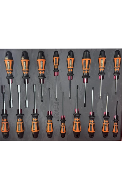 dorf 17 Parça Tornavida Seti Dolu Eva Seti Takım Arabası İçeriği 55,5cm x 41cm ürün görseli 1