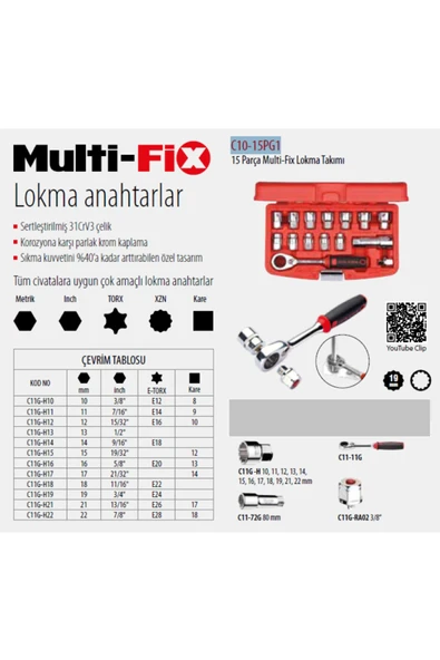CETA FORM C10-15pg1 15 Parça Parça Multi-fix Lokma Takımı (PLASTİK KUTULU) - Resim 2