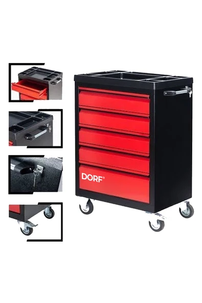 dorf 5 Çekmeceli Boş Takım Arabası Tekerlekli - Resim 2