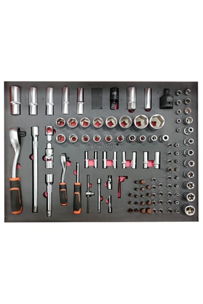 dorf 110 Parça Evalı Lokma Cırcır Kolu Takım Arabası İçeriği 55,5 x 41 cm ürün görseli 1