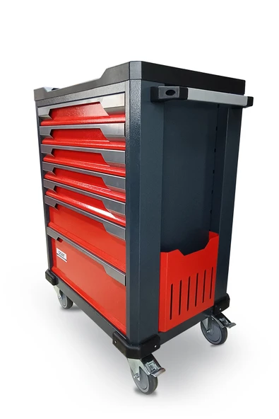 dorf Takım Arabası 7 Çekmeceli Yanlıklı Boş Takım Arabası Kırmızı - Resim 3