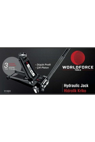 WORLDFORCE TOLLS Worldforce 11101 Hidrolik Arabalı Kriko Düşük Profil 3 Ton - Resim 2