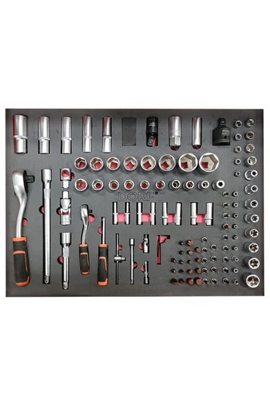 dorf 179 Parça Dolu Takım Arabası 5 Çekmeceli Profesyonel Atölyelere Özel Takım Arabası - Resim 3