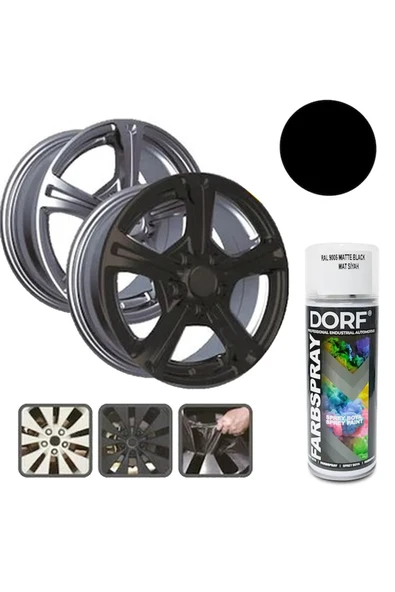 dorf Mat Siyah Sprey Boya Siyah Vernikli Akrilik Ral9005 400ml - Resim 2