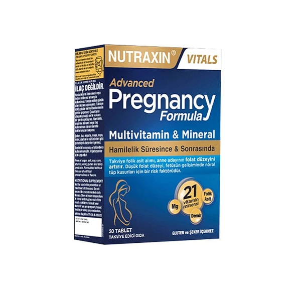 Nutraxin Advanced Pregnancy Formula Multivitamin & Mineral 30 Tablet Takviye Edici Gıda ürün görseli