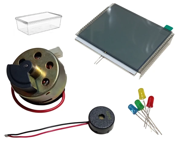 Elektrik Üreten Dinamo Motor (Parmak ile çevrilebilen) Led, Panel ve Buzzer Çalıştıran Hobi Deney Seti ürün görseli