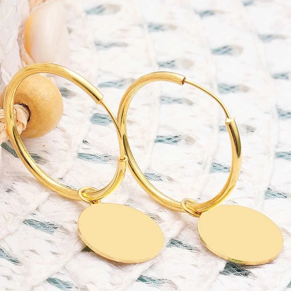 Supertrend Gümüş Gold Sallantılı Halka Kadın Küpe ürün görseli