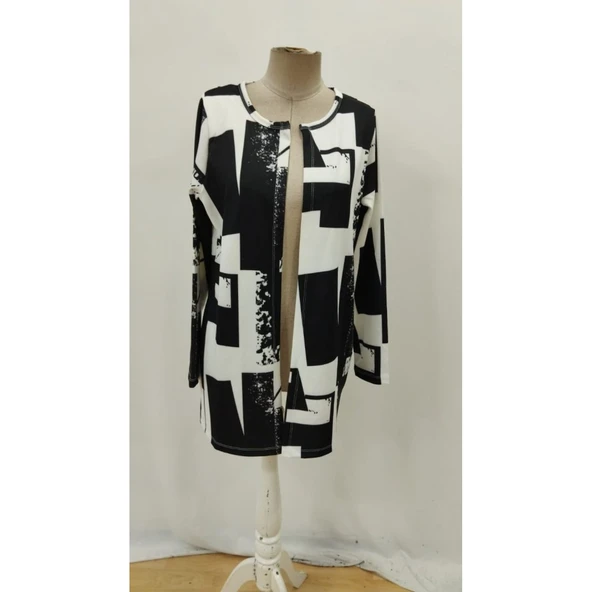 Lucky Life Kadın Uzun Kollu önü Açık Desenli Modal Kısa Ceket - 6