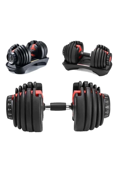 Ayarlanabilir Dambıl  Ve Stand Seti 2 x 24 Kg Ayarlanabilir  Mekanizmalı Dambıl + Dambıl Standı - Resim 5