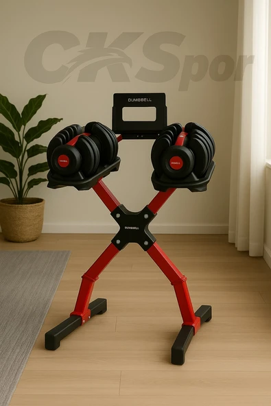 Ayarlanabilir Dambıl  Ve Stand Seti 2 x 40 Kg Ayarlanabilir  Mekanizmalı Dambıl + Dambıl Standı ürün görseli