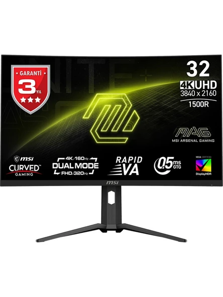 MSI MAG 321CUPDF 32’’ 160Hz 0.5 ms (Gtg) 3840X2160 (UHD) AMD FreeSync Premium VA Curved 4K Gaming Monitör - 2