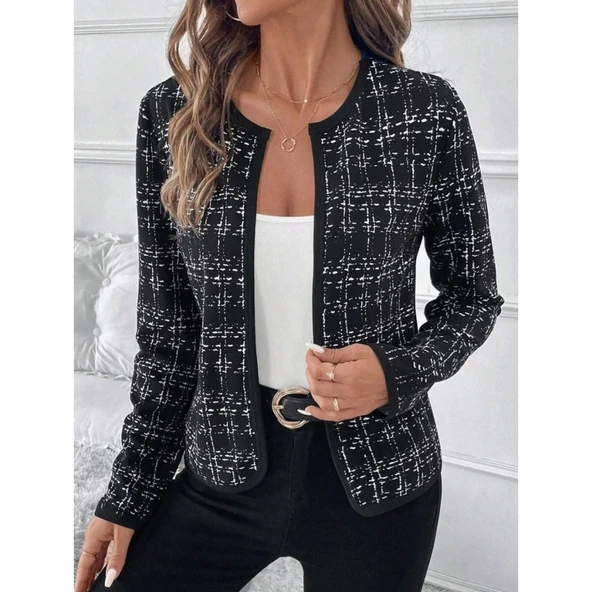 Lucky Life Kadın Uzun Kollu önü Açık şanel Kısa Ceket - 2