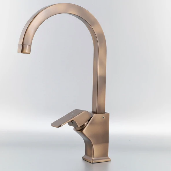 Premium Şık Bronz Özel Uzun Kuğu Evye Bataryası Yüksek Modern Tasarım Mutfak Lavabo Musluğu - Resim 5