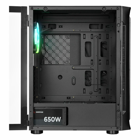 Rampage Prolix Black 650W 80+ White USB 3.2 ARGB ATX Mid Tower Siyah Kasa - Resim 4