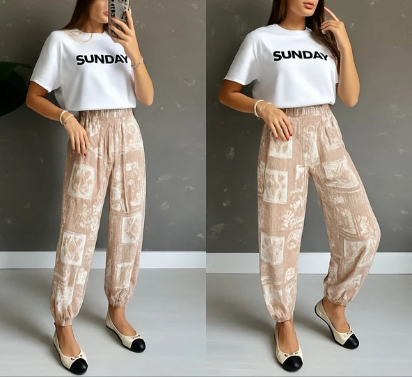 Lucky Life Kadın Desenli Süprem Pantolon ürün görseli 1