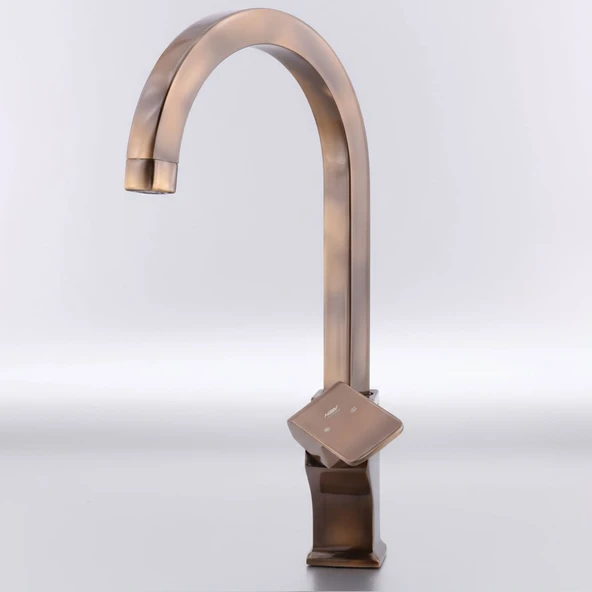 Premium Şık Bronz Özel Uzun Kuğu Evye Bataryası Yüksek Modern Tasarım Mutfak Lavabo Musluğu - Resim 6