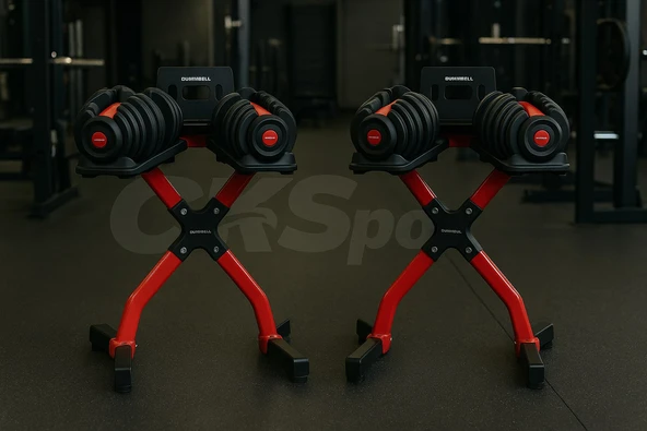 Ayarlanabilir Dambıl  Ve Stand Seti 2 x 24 Kg Ayarlanabilir  Mekanizmalı Dambıl + Dambıl Standı - Resim 10