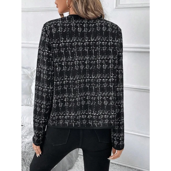 Lucky Life Kadın Uzun Kollu önü Açık şanel Kısa Ceket - 5