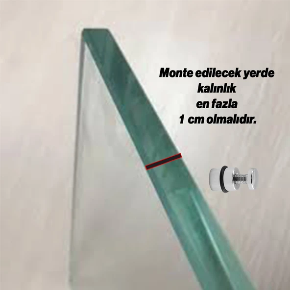 O-RİNGLİ Metal Cam Raf Tutucu (10 Adet) Krom 90-2503-01 Oringli Contalı Vidalı Metal Tutamak - Resim 4