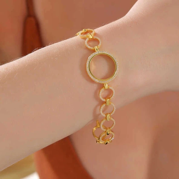 Supertrend Gümüş Çeyrek Takılabilen Altın Kaplama Kadın Bileklik ürün görseli