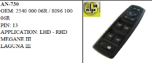CAM ANAHTARI>RENAULT MEGANE III - LAGUNA III SOL DÖRTLÜ - AYNA KAT.   >>254000006R/809610006R - MCAR-AN730 ürün görseli