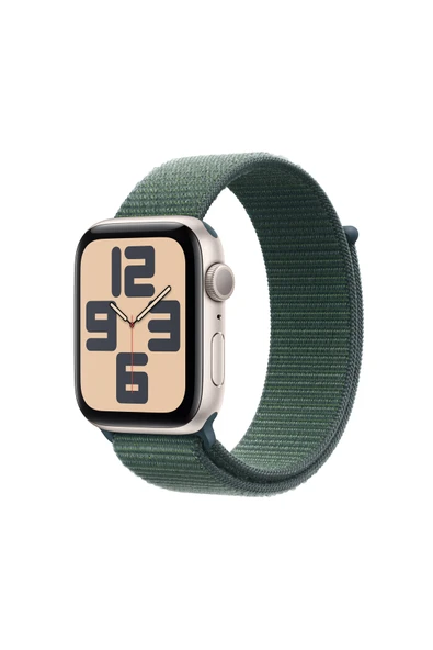 Apple Watch SE GPS 40mm Yıldız Işığı Alüminyum Kasa + Göl Yeşili Spor Loop (2 Yıl Apple Türkiye Garantili) - 1