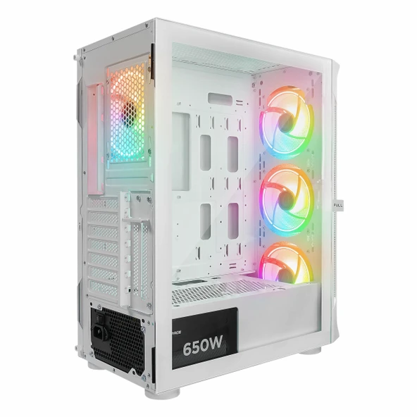 Rampage Prolix White 650W 80+ White USB 3.2 ARGB ATX Mid Tower Beyaz Kasa - Resim 6