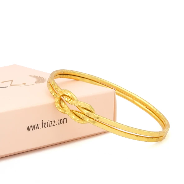 Altın Kaplama İmitasyon Köşeli Desenli Ajda Aşk Düğümü Bilezik BLZ-3117 - Resim 3