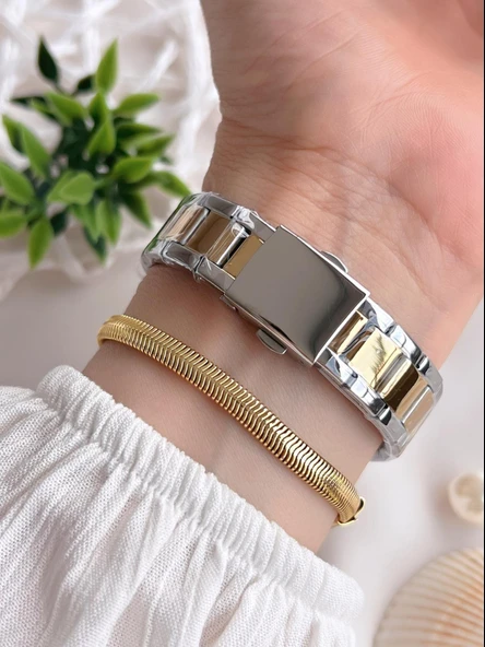 Ferrucci Kadın Kol Saati+Bileklik Özel Seri Çelik Kordon Kararma Renk Atma Yapmaz VS.BLKT.0522 - Resim 3