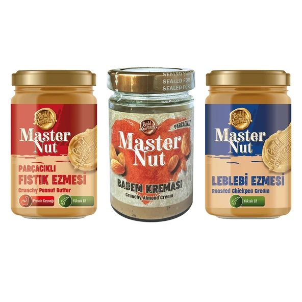 Master Nut Fıstık Ezm - Leblebi Ezm. ve Badem Kreması 3 lü Karma Paket ürün görseli