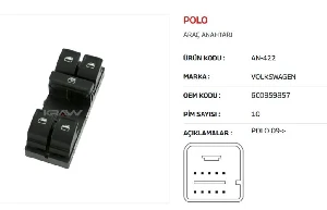 CAN ANAHTARI>POLO 09-17 SOL DÖRTLÜ - MCAR-AN422 ürün görseli
