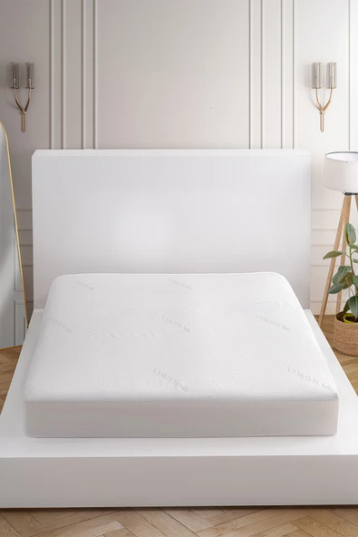 Limon Soft Sıvı Geçirmez Yatak Alezi Jakarlı Fitted Full Kenar Yatak Koruyucu Beyaz - 2