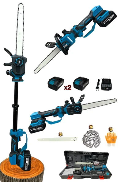 Profesonel Ultra Güçlü Metal Dişli Teleskopik Uzatmalı Şarjlı Dal Budama Testeresi - 4