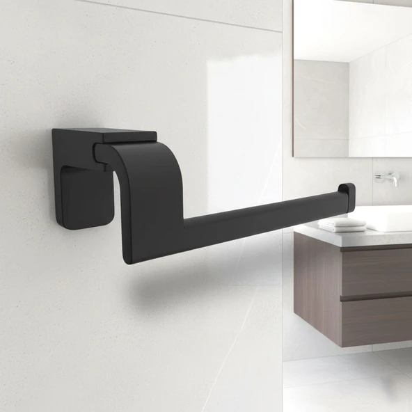 Siyah Lüx Kapaksız WC Kağıt Aparatı Vidalı Paslanmaz Metal Duvar Tuvalet Kağıtlık Banyo Aksesuarı - Resim 4