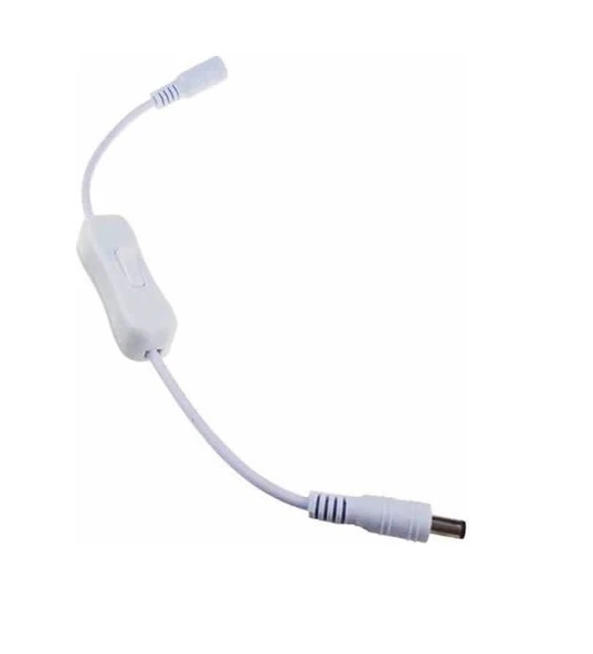 Anahtarlı DC Adaptör Güç Bağlantı Uzatma Kablosu 20cm Beyaz - Resim 2