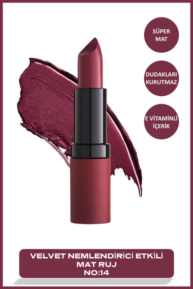 GOLDEN ROSE Velvet Matte Lipstick 14 Velvet Mat Ruj 4,2 g ürün görseli