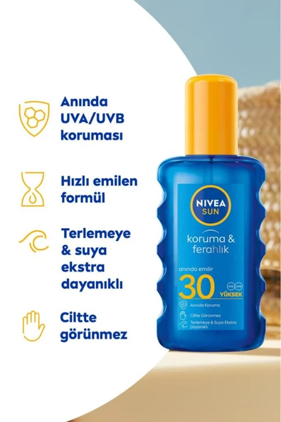 NIVEA SUN SPF30 Koruma Ve Ferahlık Güneş Koruyucu Transparan Vücut Spreyi 200ml,Ter Ve Suya Dayanıklı - 2