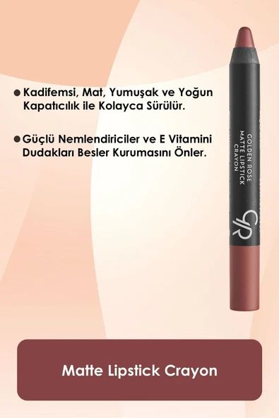 GOLDEN ROSE KALEM RUJ MATTE LİPSTİCK CRAYON NO:18- - Resim 2