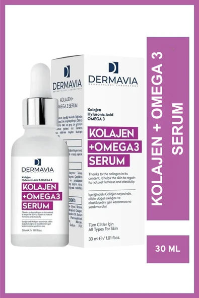 DERMAVİA Kolajen & Omega3 Kırışıklık Karşıtı Serum 30 ml Genç Görünüm Cildi Besler - 1
