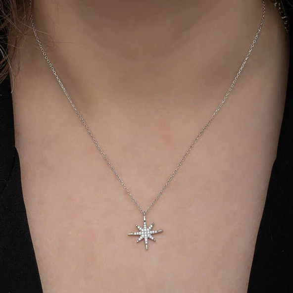 Supertrend Gümüş Kutup Yıldızı Kadın Kolye - Resim 4