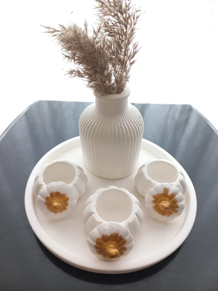 Tabakta 3'lü Mini Balkabağı Vazo Dekoratif Set - Resim 2