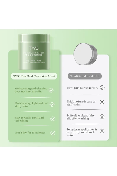 TWG Yeşil Çay Özlü Arındırıcı Yüz Maskesi 120g - 3