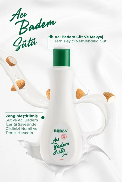 BEBAK Acı Badem Cilt Ve Makyaj Temizleyici Nemlendirici Bakım Sütü 215 ml - 3